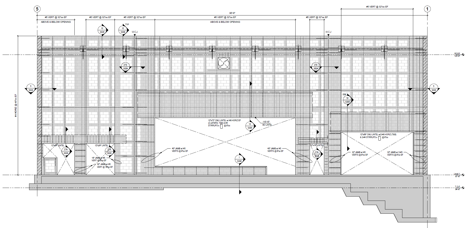 CMU Wall Elevation Fully Detailed
